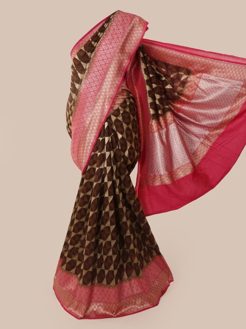 

Pothys Brown & Pink Pure Silk Woven Design Banarasi Saree
