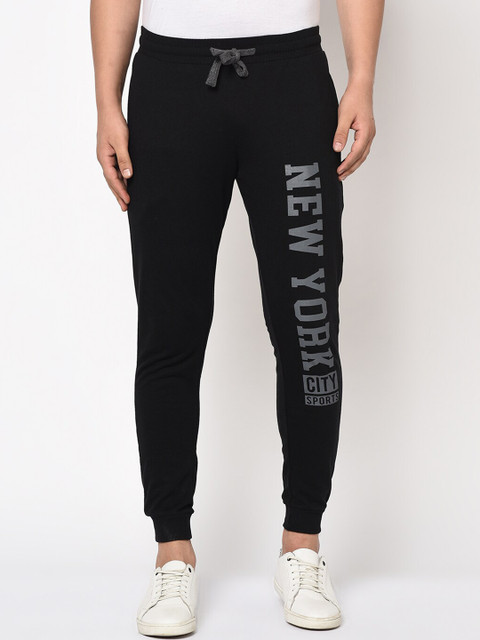 

Austin wood Men Black & Grey Printed Slim-Fit Cotton Joggers