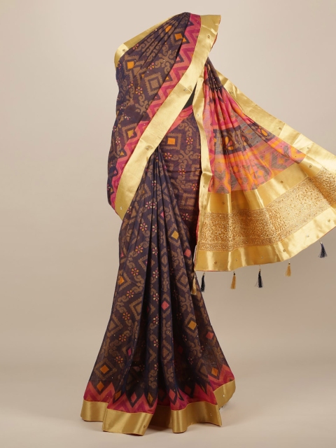 

Pothys Blue Woven Design Jute Silk Saree