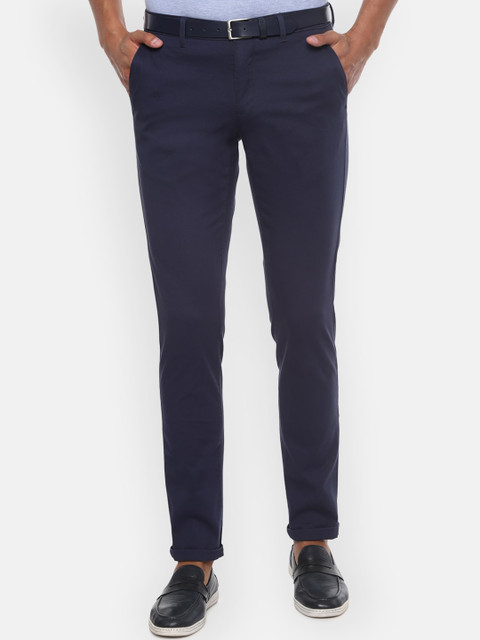 

Van Heusen Sport Men Navy Blue Slim Fit Solid Regular Trousers