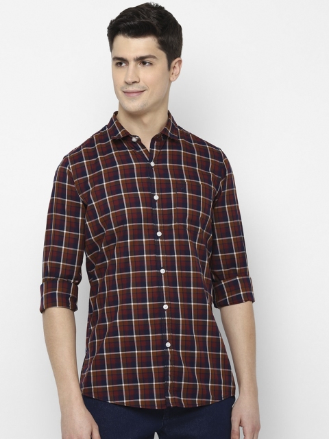 

Allen Solly Sport Men Maroon & Brown Regular Fit Checked Pure Cotton Casual Shirt