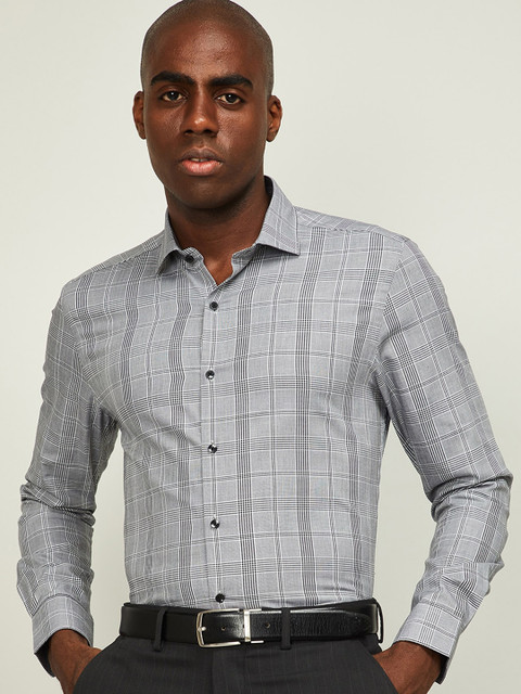 

CODE by Lifestyle Men Grey & Black Slim Fit Checked ROCK Cotton Casual Shirt