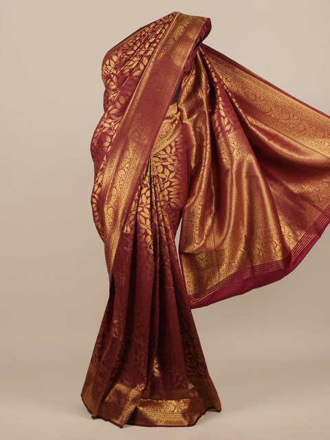 

Pothys Maroon & Gold Jute Silk Woven Design Saree