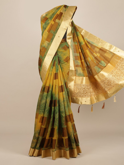 

Pothys Green Woven Design Jute Silk Saree