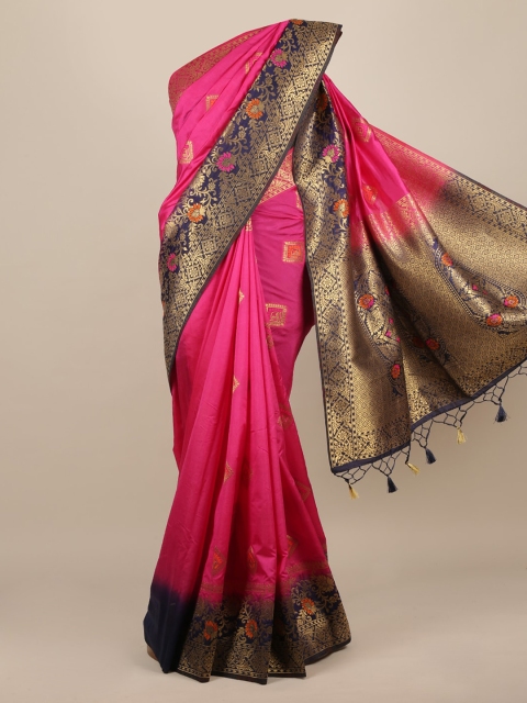 

Pothys Magenta & Gold-Toned Jute Silk Woven Design Saree