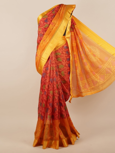 

Pothys Rust Printed Jute Silk Saree