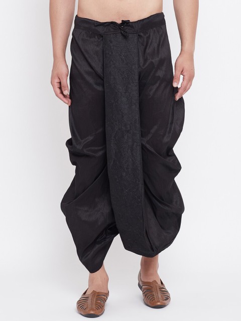 

VASTRAMAY Men Black Embroidered Dhoti