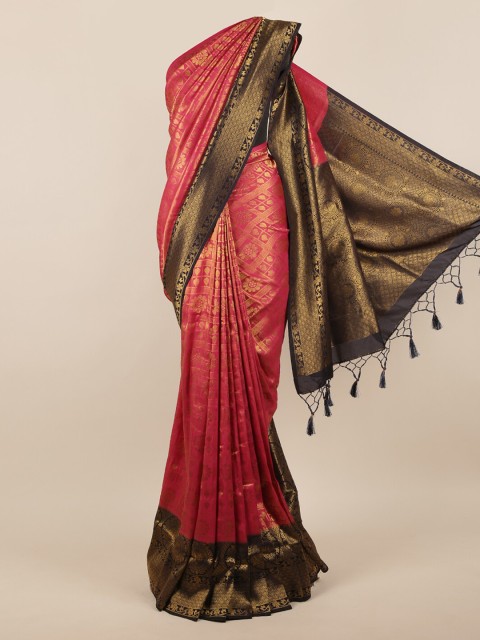 

Pothys Coral Woven Design Jute Silk Saree With Tasseled Pallu