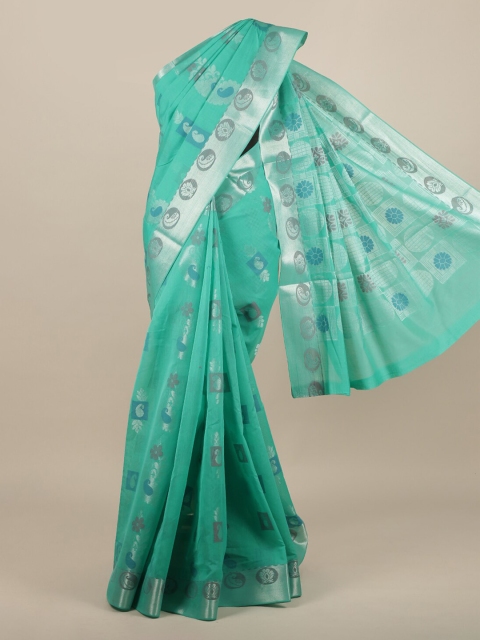 

Pothys Sea Green Printed Silk Cotton Saree