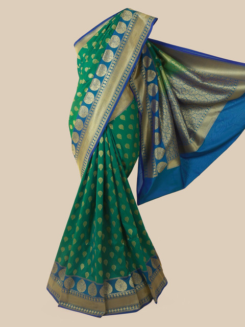 

Pothys Green Pure Silk Woven Design Banarasi Saree