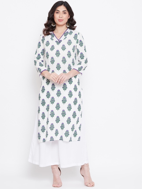 TULIP 21 Women Off White Ethnic Motifs Printed Kurta