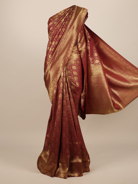 

Pothys Maroon Woven Design Jute Silk Saree