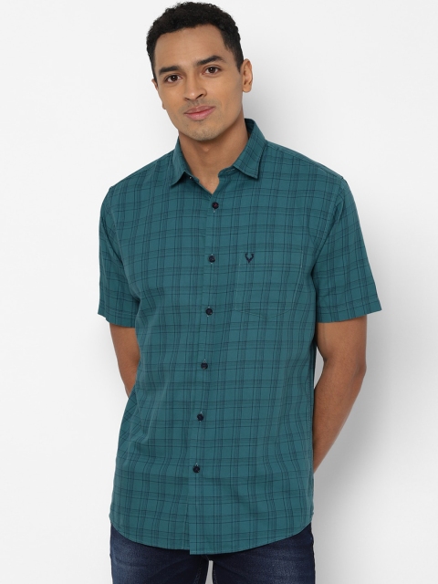 

Allen Solly Men Green & Blue Slim Fit Checked Pure Cotton Casual Shirt