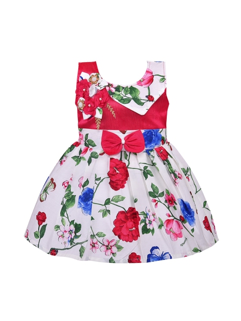 

Wish Karo Girls Pink Floral Printed Fit and Flare Dress