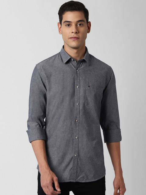 

Peter England Casuals Men Grey Slim Fit Pure Cotton Shirt