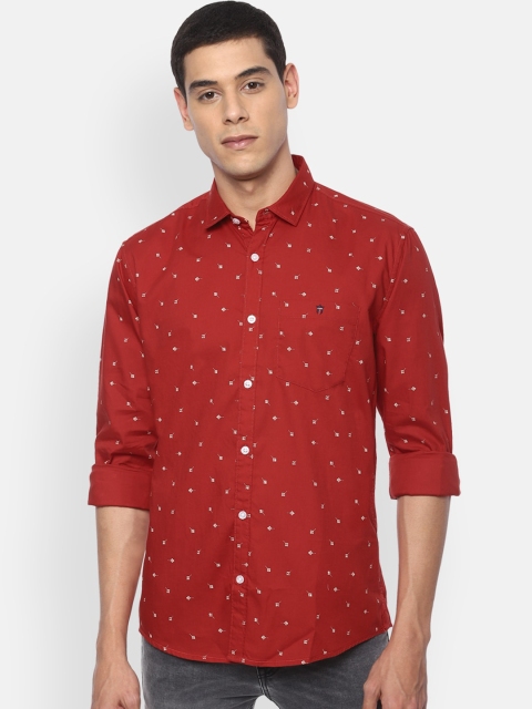 

Louis Philippe Jeans Men Red Pure Cotton Slim Fit Printed Casual Shirt