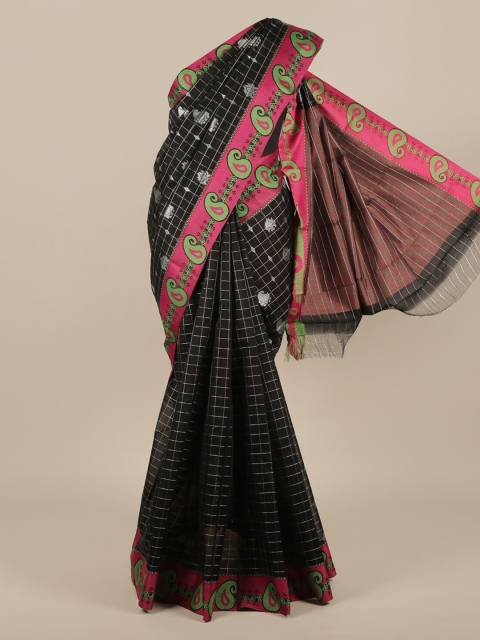 

Pothys Black Checked Silk Cotton Saree