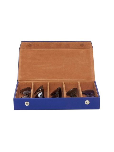 

Leather World Blue Solid 5 Compartments Sunglasses Case
