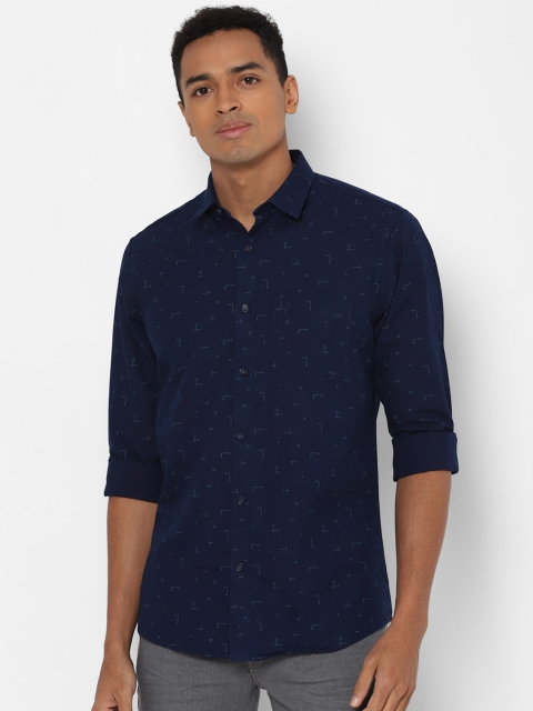 

Allen Solly Men Navy Blue Slim Fit Printed Pure Cotton Casual Shirt