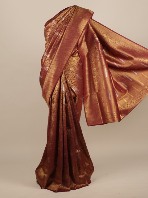 

Pothys Maroon & Gold Jute Silk Woven Design Saree