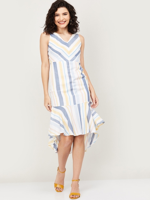 

CODE by Lifestyle Women Blue Striped A-Line Dress
