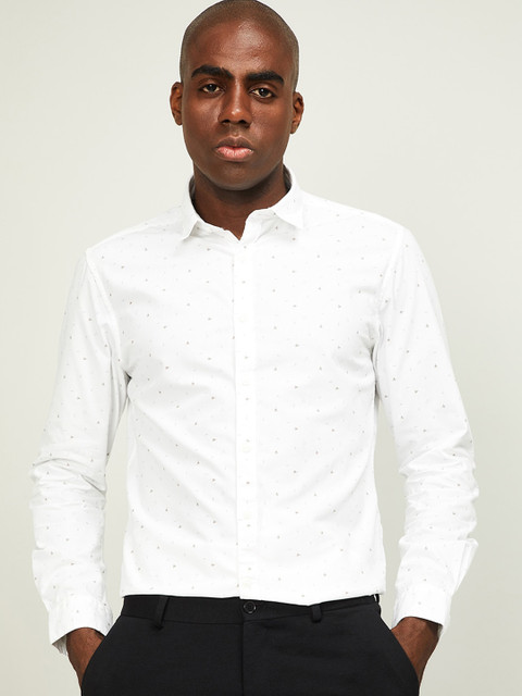 

CODE by Lifestyle Men White Slim Fit Printed TAM Cotton Formal Shirt