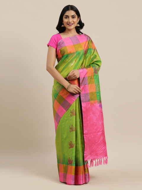 

The Chennai Silks Green Pure Silk Woven Design Dharmavaram Saree