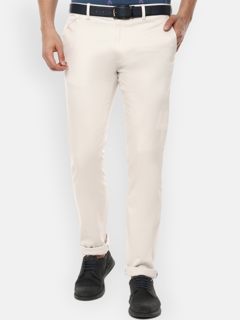 

V Dot Men White Slim Fit Solid Regular Trousers