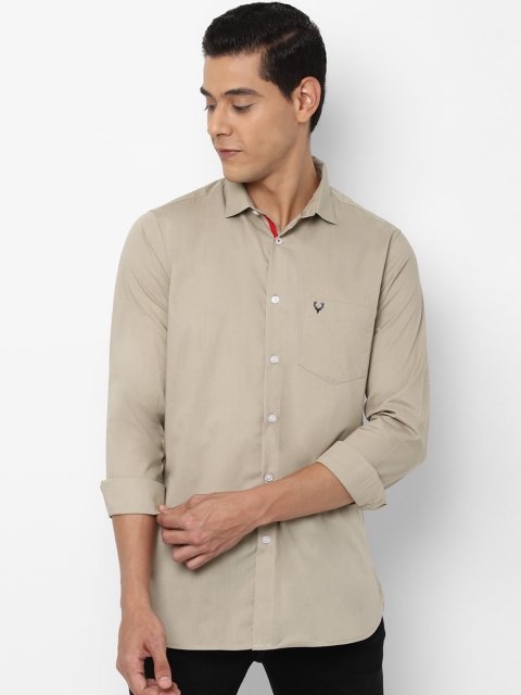 

Allen Solly Men Khaki Brown Slim Fit Solid Casual Shirt