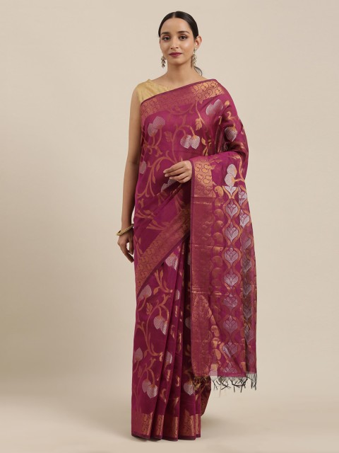 

The Chennai Silks Burgundy Silk Cotton Woven Design Maheshwari Saree