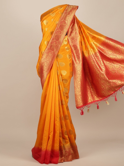 

Pothys Yellow Woven Design Jute Silk Saree With Tasseled Pallu