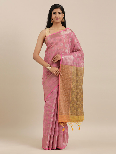 

The Chennai Silks Pink Viscose Rayon Woven Design Banarasi Saree