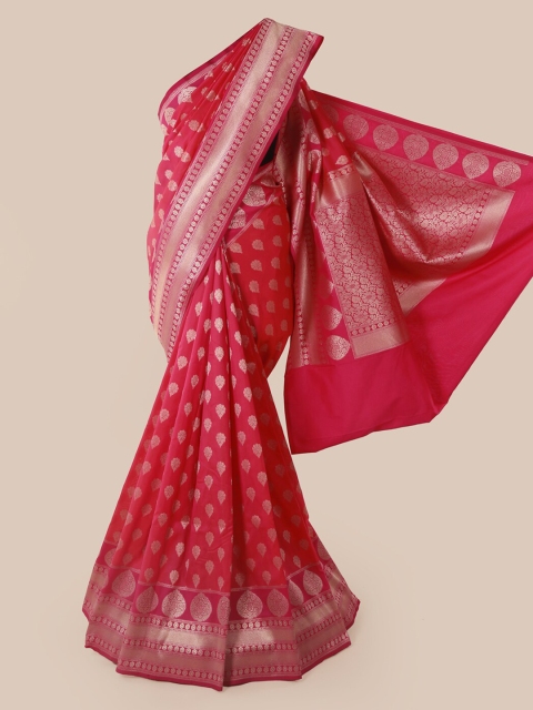 

Pothys Pink & Silver-Coloured Pure Silk Woven Design Banarasi Saree