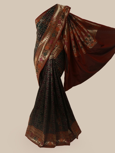 

Pothys Black & Gold-Toned Pure Silk Woven Design Banarasi Saree