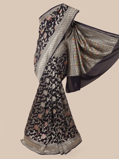

Pothys Blue & Gold-Toned Pure Silk Woven Design Banarasi Saree