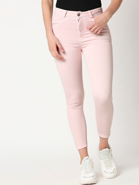 

AMMARZO Women Pink Slim Fit Mid-Rise Clean Look Jeans