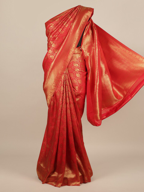 

Pothys Red Woven Design Jute Silk Saree