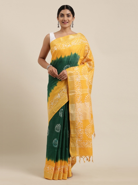 

The Chennai Silks Yellow & Green Pure Cotton Woven Design Saree