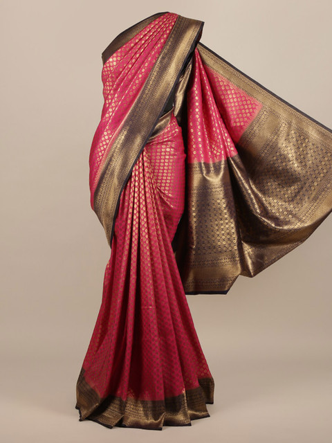 

Pothys Pink & Gold-Toned Jute Silk Woven Design Saree