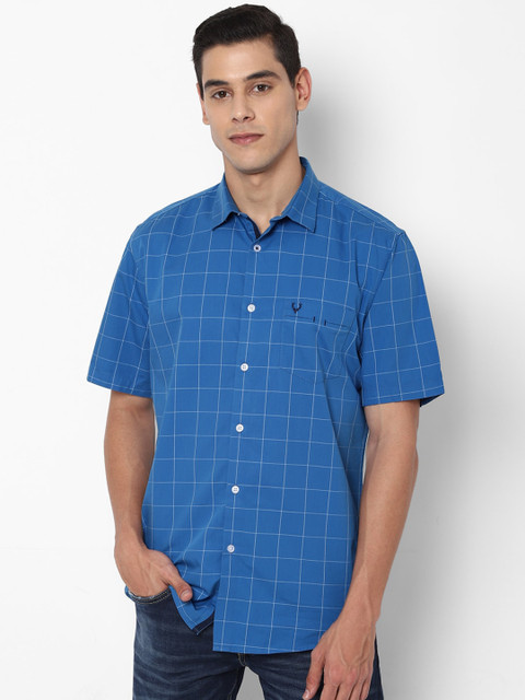 

Allen Solly Men Blue & White Slim Fit Checked Casual Shirt
