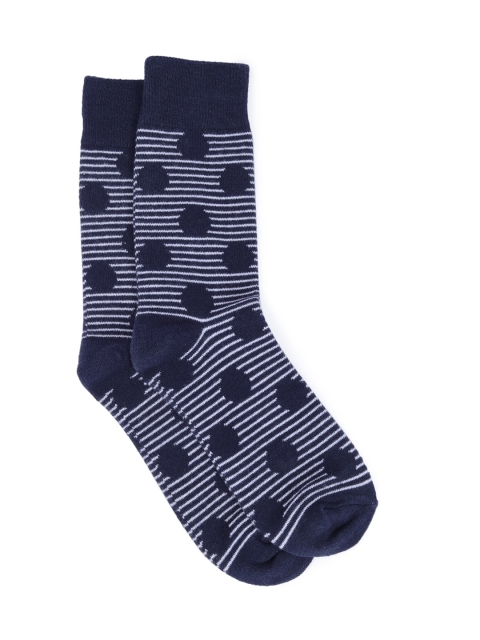 

FOREVER 21 Men Navy & White Striped Crew Socks, Navy blue