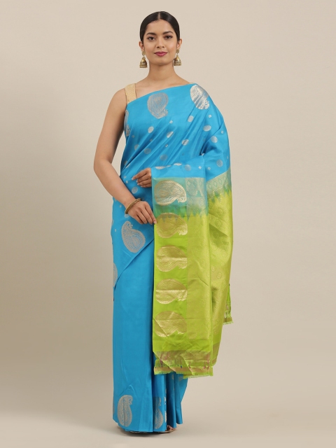 The Chennai Silks Blue Pure Silk Woven Design Kanjeevaram Saree