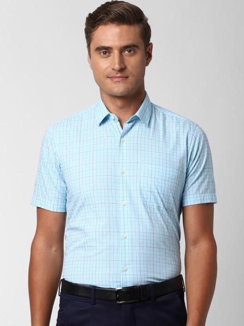 

Peter England Men Blue Regular Fit Checked Casual Shirt