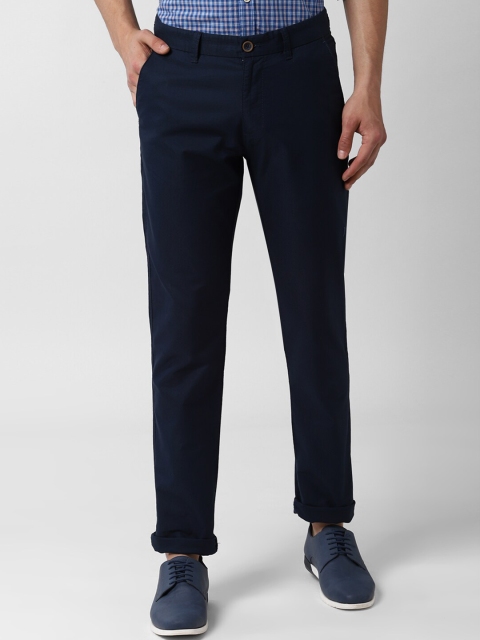 

Peter England Casuals Men Navy Blue Slim Fit Solid Cotton Regular Trousers