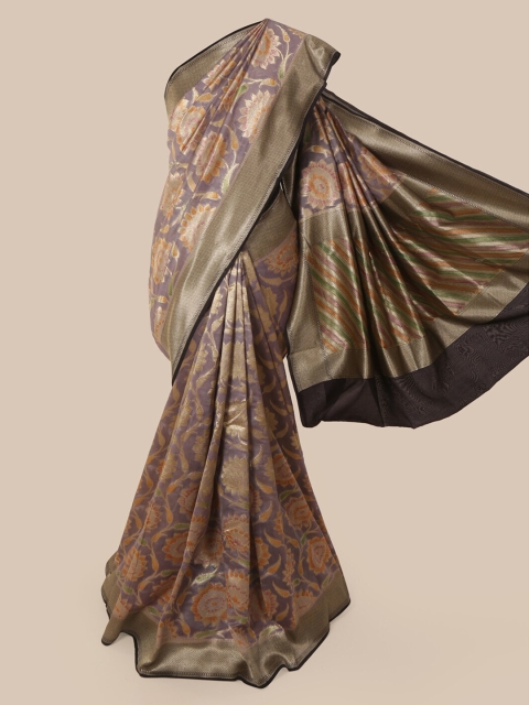 

Pothys Grey & Purple Pure Silk Woven Design Banarasi Saree