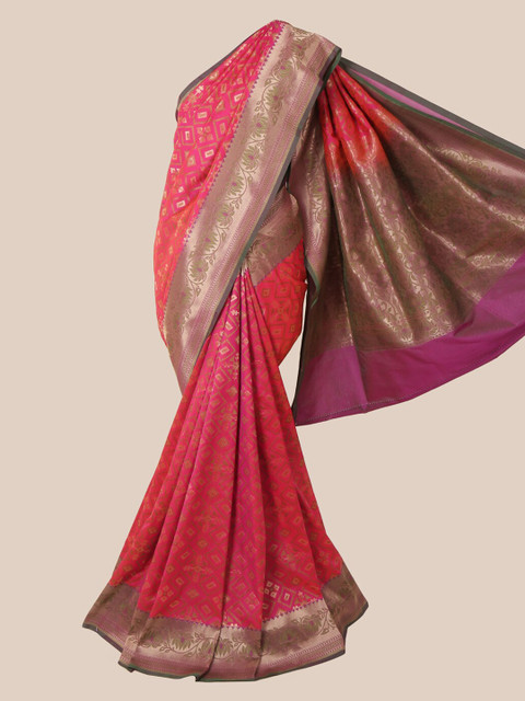 

Pothys Pink & Purple Pure Silk Woven Design Banarasi Saree