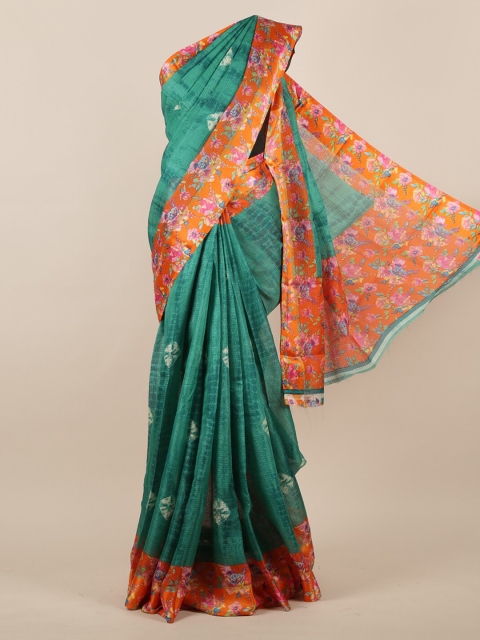 

Pothys Green Printed Jute Silk Saree