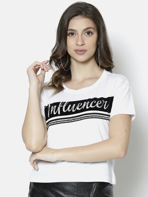

V2 Value & Variety White Printed Chambray Regular Top