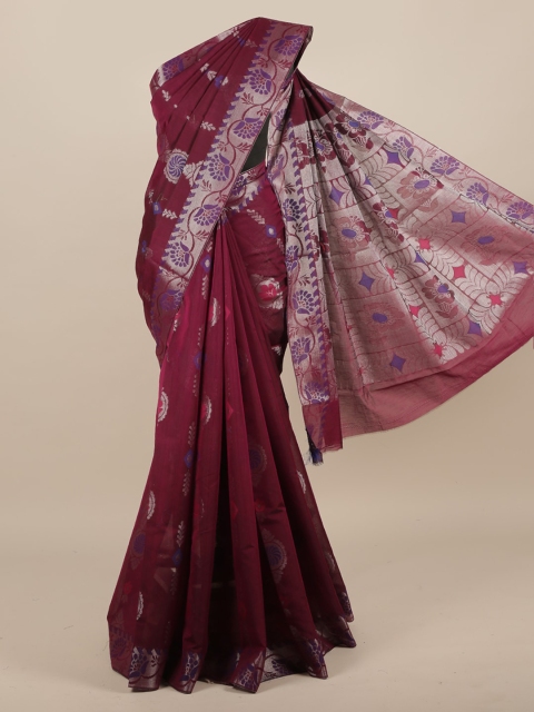 

Pothys Burgundy Woven Design Silk Cotton Saree