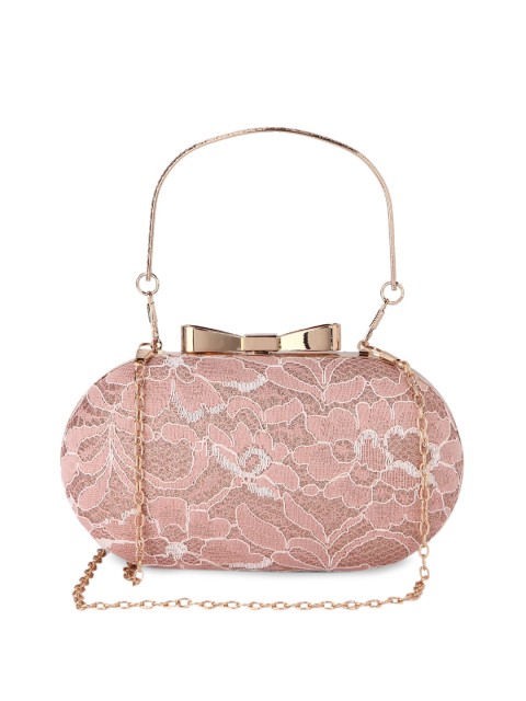 

Ratans Rose Gold Self Design Handheld Bag